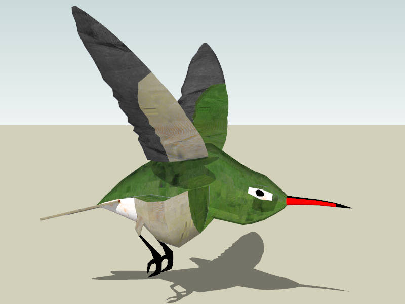 Green Hummingbird sketchup model preview - SketchupBox