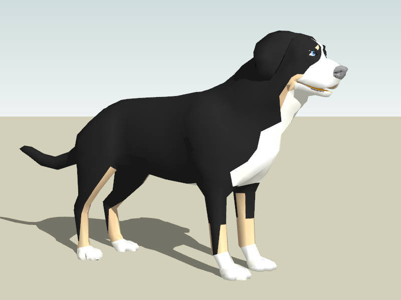 Black and White Dog sketchup model preview - SketchupBox