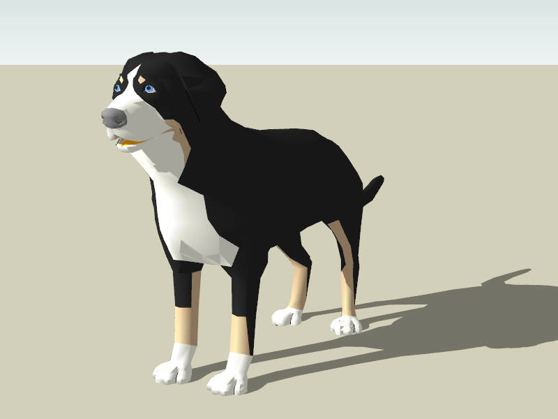 Black and White Dog sketchup model preview - SketchupBox