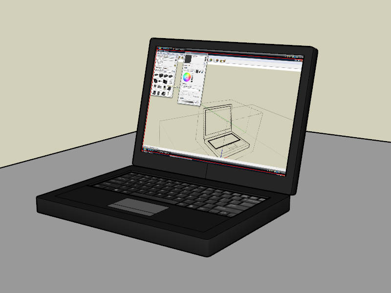 Old Black Laptop sketchup model preview - SketchupBox