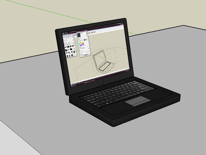Old Black Laptop sketchup model preview - SketchupBox