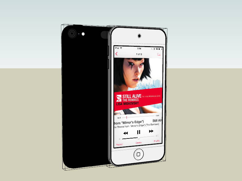 Black and White iPod Touch sketchup model preview - SketchupBox