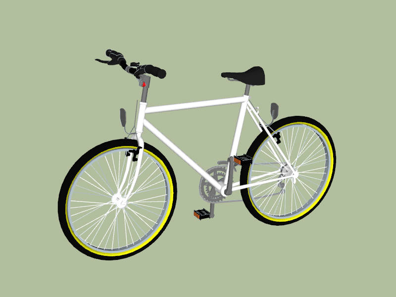 White Cruiser Bicycle SketchUp 3D Model .skp File Download - SketchupBox