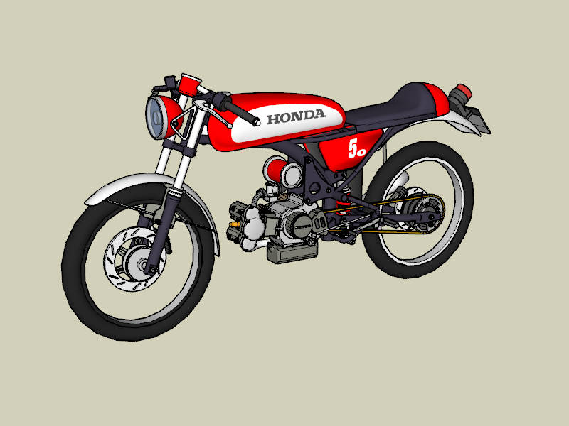 Honda SS50 Motorcycle sketchup model preview - SketchupBox