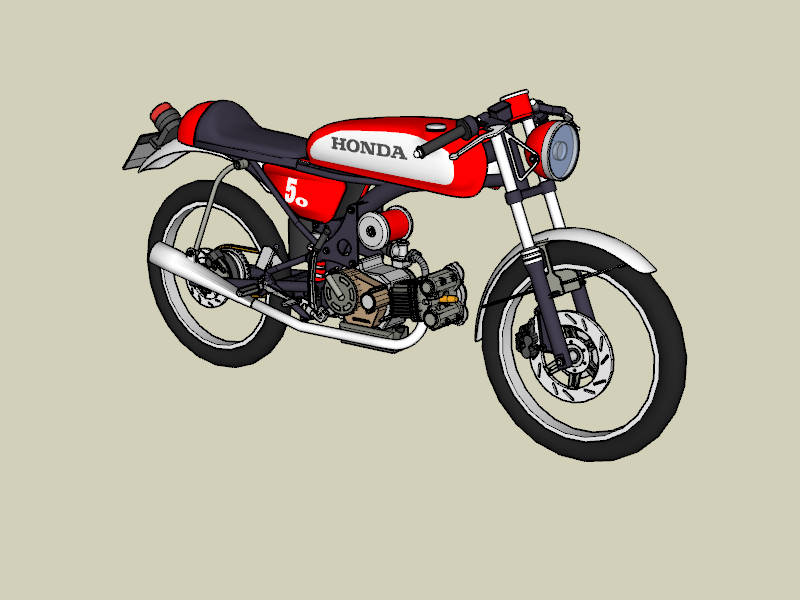 Honda SS50 Motorcycle sketchup model preview - SketchupBox