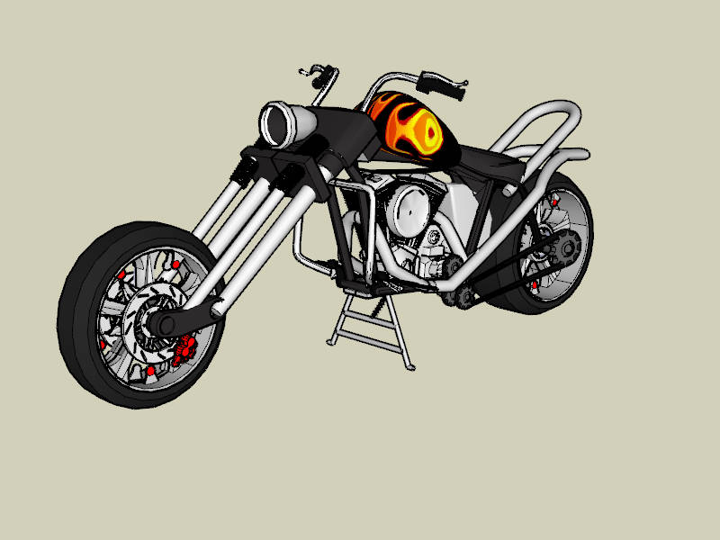 Harley Cruiser Bike sketchup model preview - SketchupBox