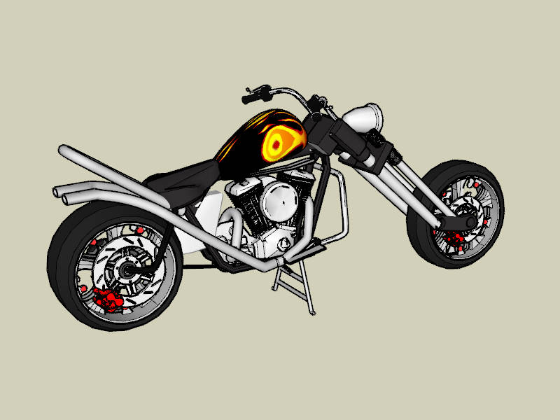 Harley Cruiser Bike sketchup model preview - SketchupBox