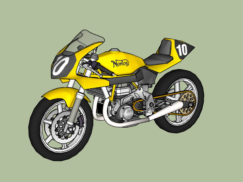 Norton Commando Race Bike sketchup model preview - SketchupBox