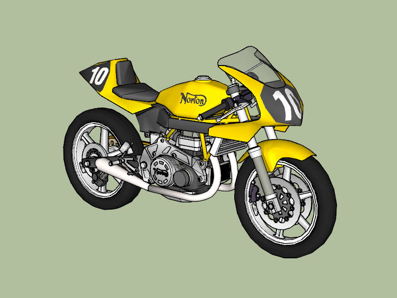 Norton Commando Race Bike sketchup model preview - SketchupBox