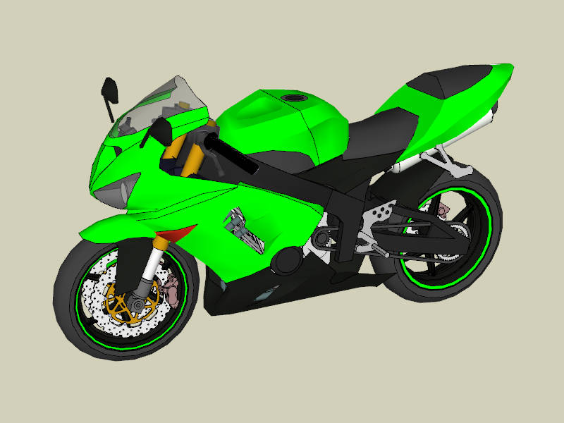 Yamaha YZF-R6 Sport Bike sketchup model preview - SketchupBox