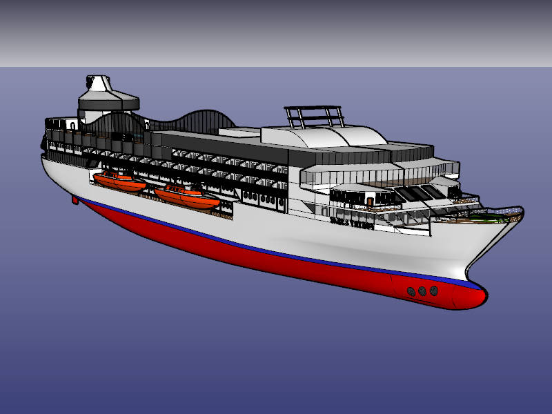 Ocean Liner Cruise Ship sketchup model preview - SketchupBox