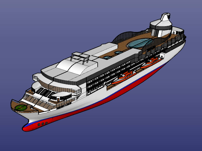 Ocean Liner Cruise Ship sketchup model preview - SketchupBox