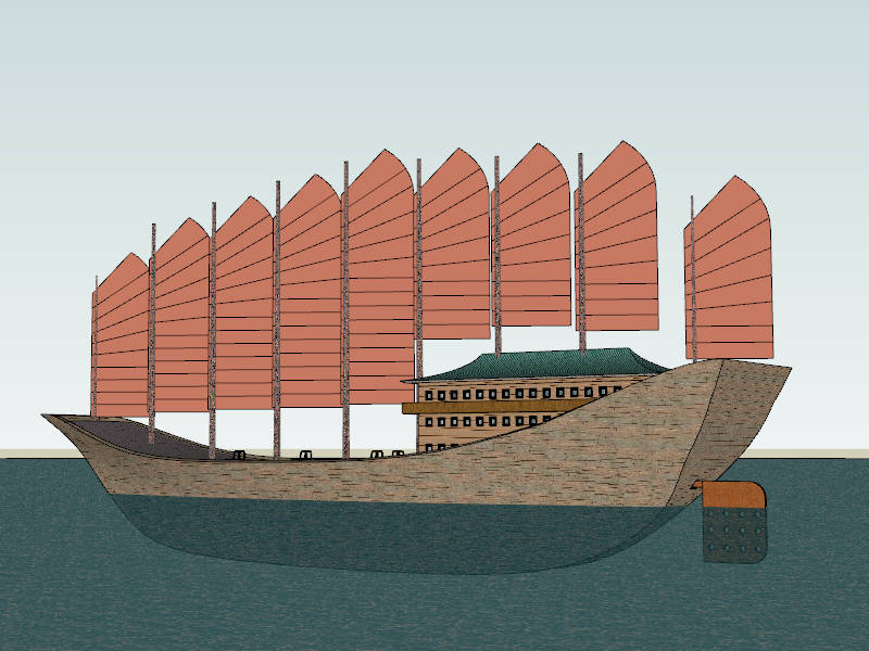 Chinese Junk Ship sketchup model preview - SketchupBox