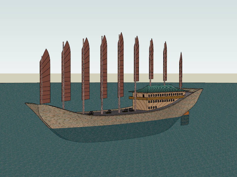 Chinese Junk Ship sketchup model preview - SketchupBox