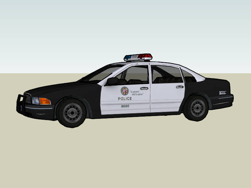 USA Police Car sketchup model preview - SketchupBox