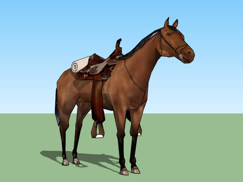 Horse with Saddle sketchup model preview - SketchupBox