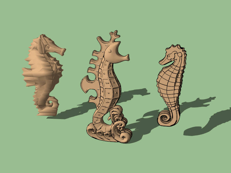 Seahorse Sculptures sketchup model preview - SketchupBox