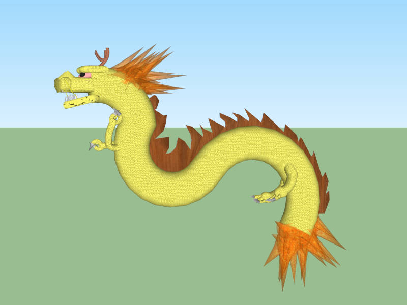 Gold Chinese Dragon sketchup model preview - SketchupBox