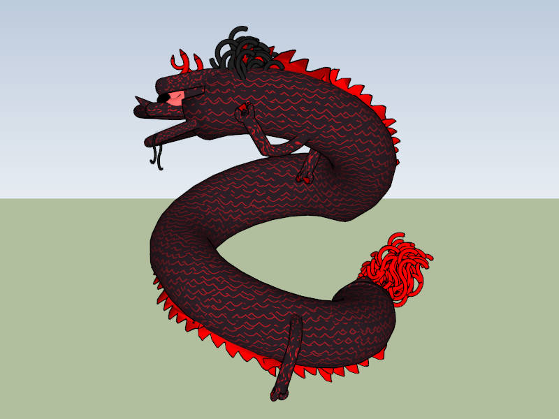 Traditional Japanese Dragon sketchup model preview - SketchupBox