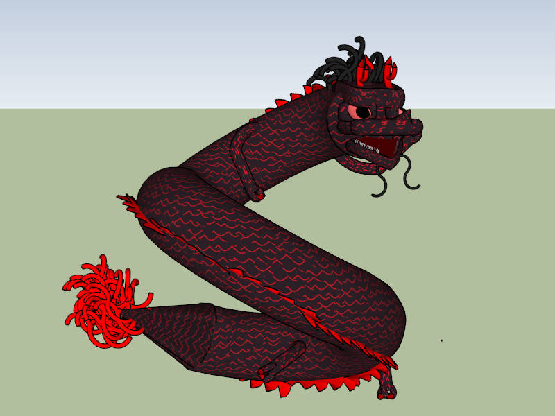 Traditional Japanese Dragon sketchup model preview - SketchupBox