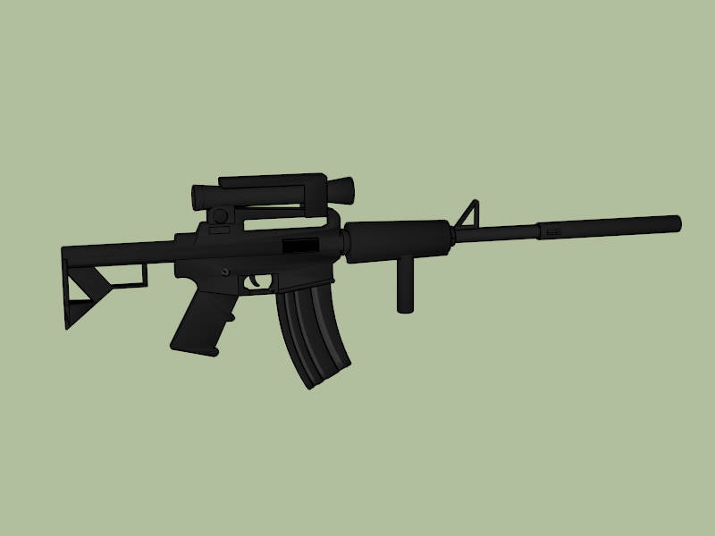 Tactical Assault Rifle sketchup model preview - SketchupBox