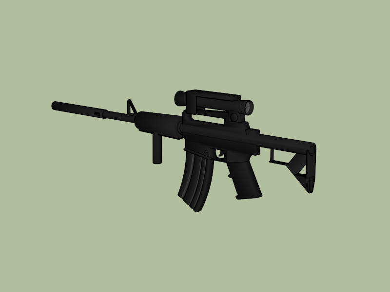 Tactical Assault Rifle sketchup model preview - SketchupBox