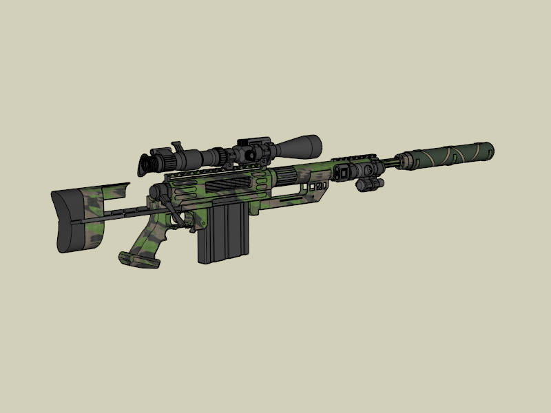 Camo Anti Material Rifle sketchup model preview - SketchupBox