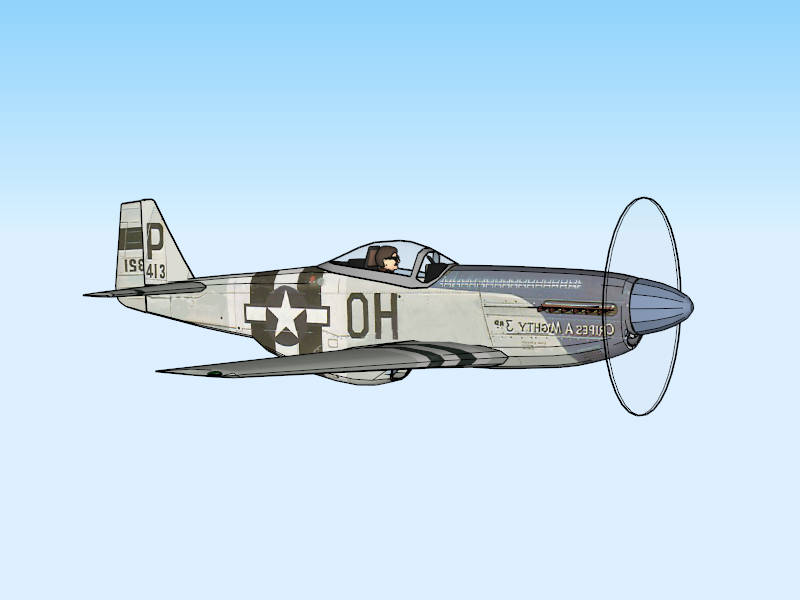 American P-51 Mustang Fighter sketchup model preview - SketchupBox