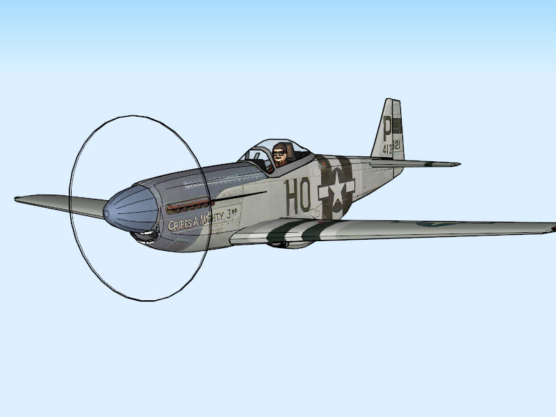 American P-51 Mustang Fighter sketchup model preview - SketchupBox