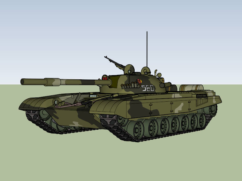 Russian T-72 Tank sketchup model preview - SketchupBox