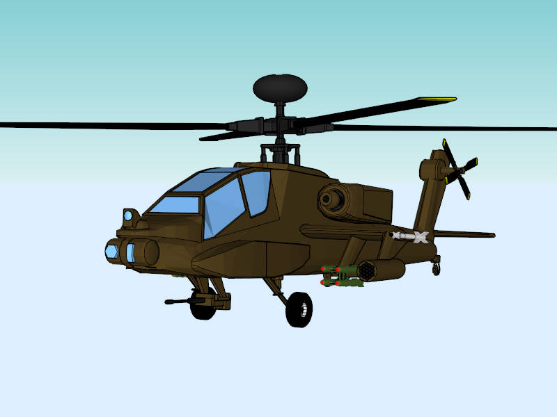 Boeing AH-64 Apache Attack Helicopter sketchup model preview - SketchupBox