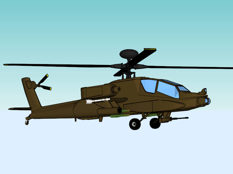 Boeing AH-64 Apache Attack Helicopter sketchup model preview - SketchupBox