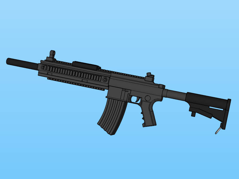 Heckler & Koch HK416 sketchup model preview - SketchupBox