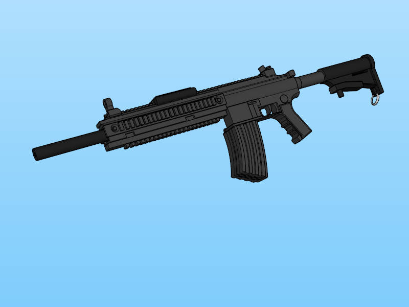 Heckler & Koch HK416 sketchup model preview - SketchupBox