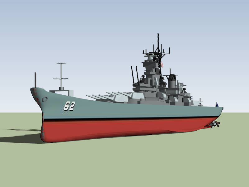 USS New Jersey Battleship sketchup model preview - SketchupBox