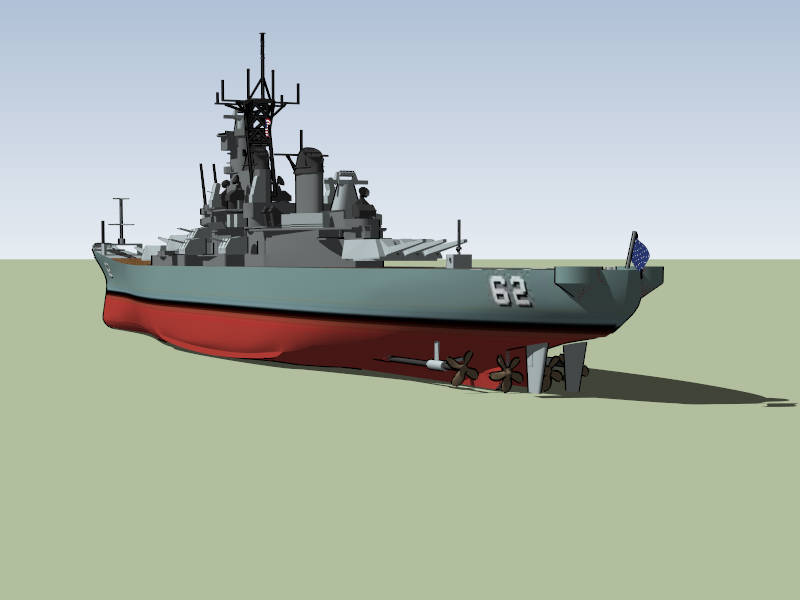 USS New Jersey Battleship sketchup model preview - SketchupBox