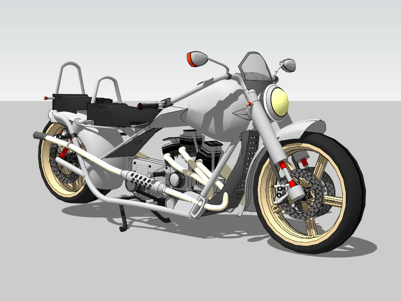 White Sport Touring Motorcycle sketchup model preview - SketchupBox