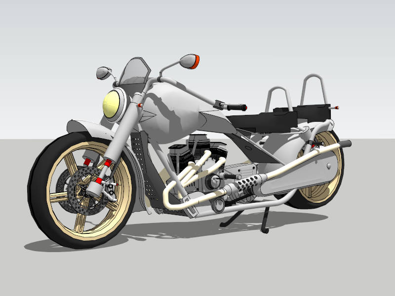 White Sport Touring Motorcycle sketchup model preview - SketchupBox