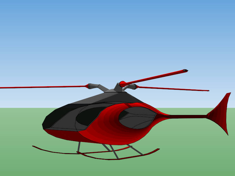 Small Red Helicopter sketchup model preview - SketchupBox