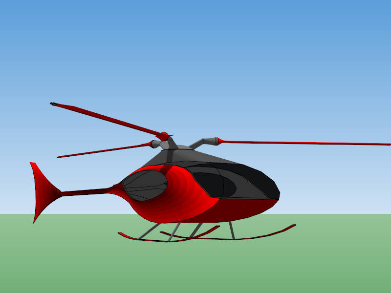 Small Red Helicopter sketchup model preview - SketchupBox