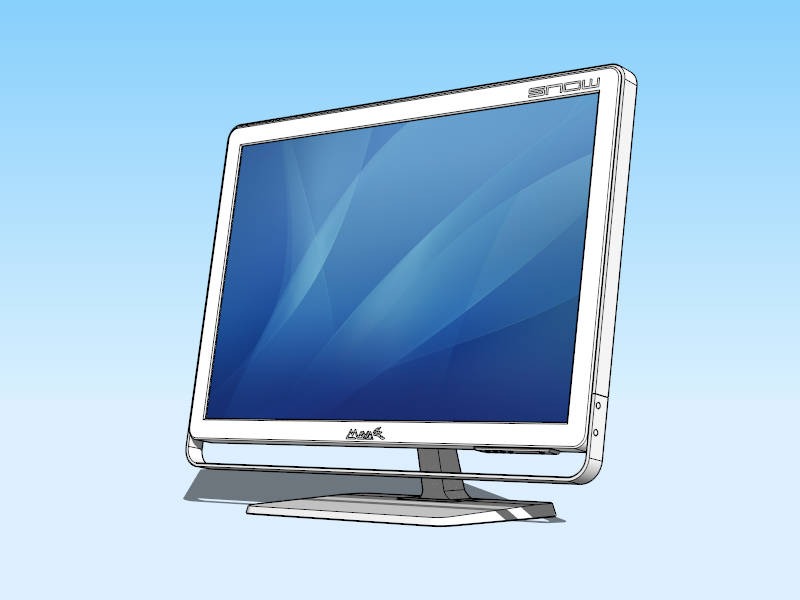 White Computer Monitor sketchup model preview - SketchupBox