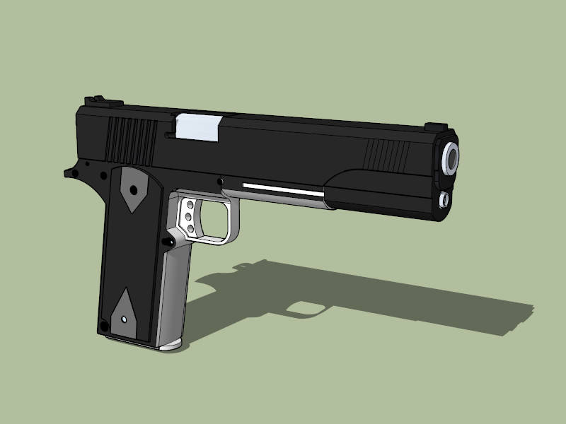 SW1911 Pistol sketchup model preview - SketchupBox