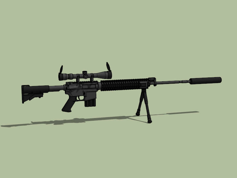 Mk 12 Special Purpose Rifle sketchup model preview - SketchupBox