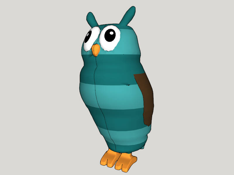 Blue Cartoon Owl sketchup model preview - SketchupBox