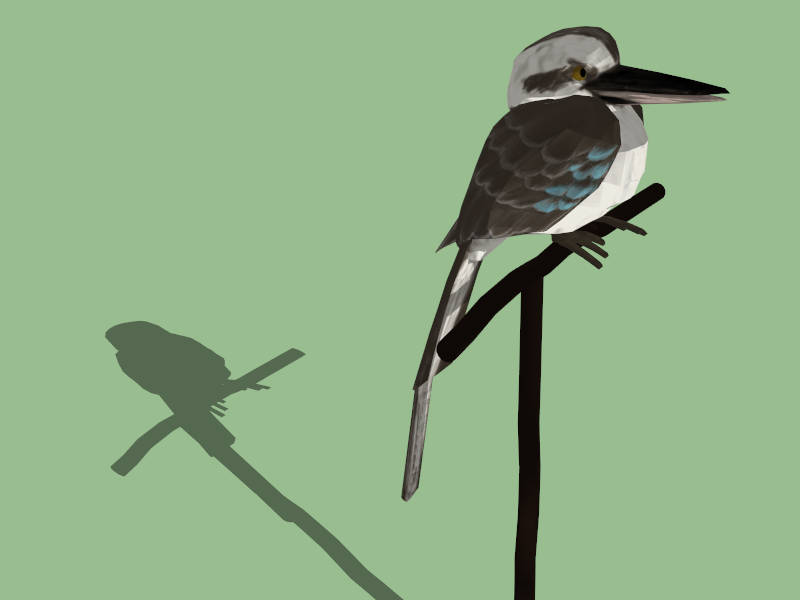 Male Blue-winged Kookaburra Bird sketchup model preview - SketchupBox