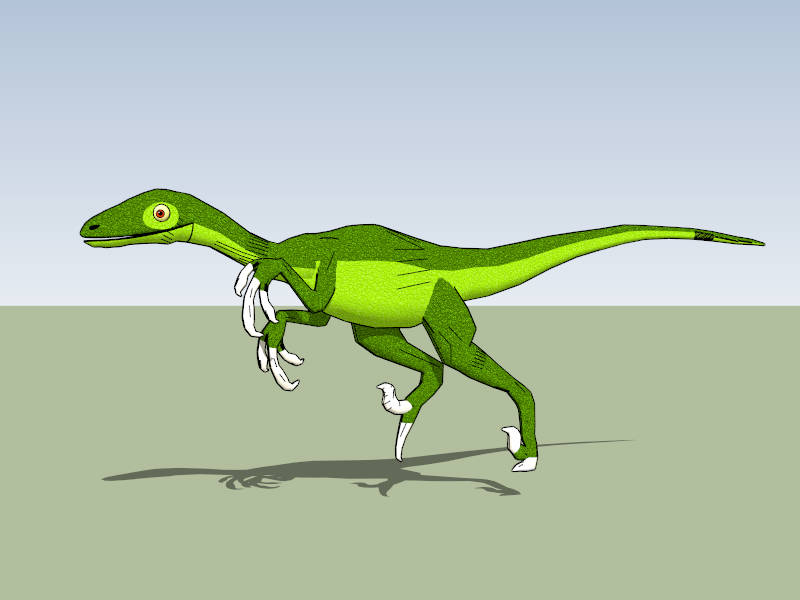 Green Velociraptor Dinosaur sketchup model preview - SketchupBox