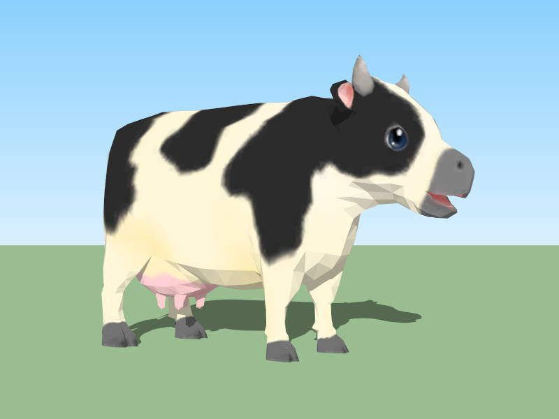 Dairy Cow Cartoon sketchup model preview - SketchupBox
