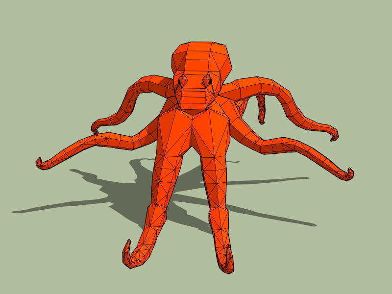 Red Octopus sketchup model preview - SketchupBox