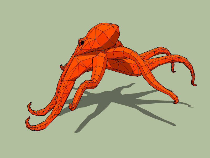 Red Octopus sketchup model preview - SketchupBox