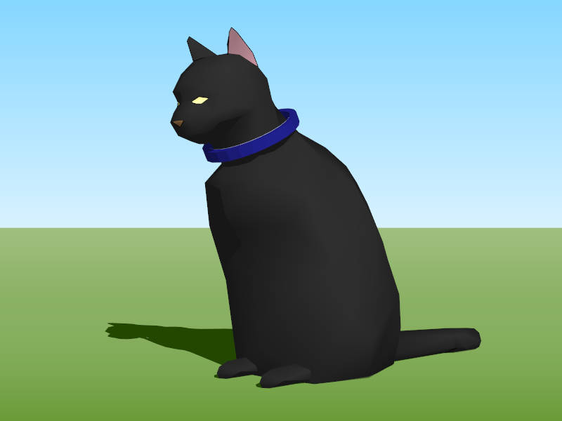 Black Cat Sitting sketchup model preview - SketchupBox